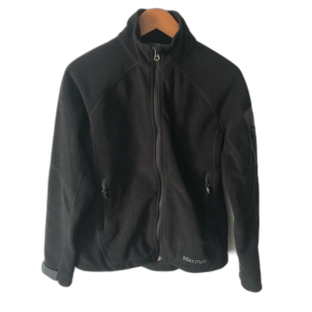 Marmot Black Zip-Up Fleece Cozy Jacket Size Medium Outdoor Casual